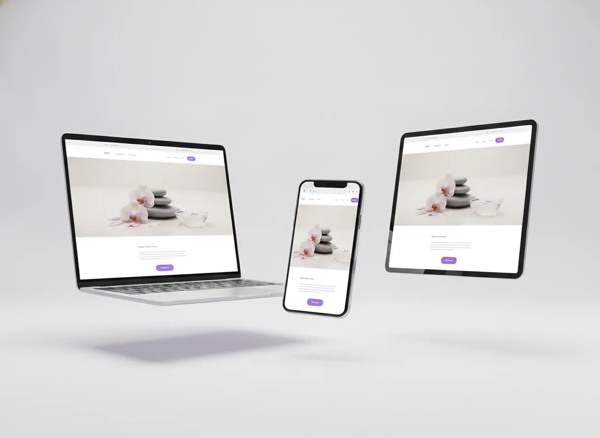 Sito web per centro estetico e benessere su laptop, smartphone e tablet